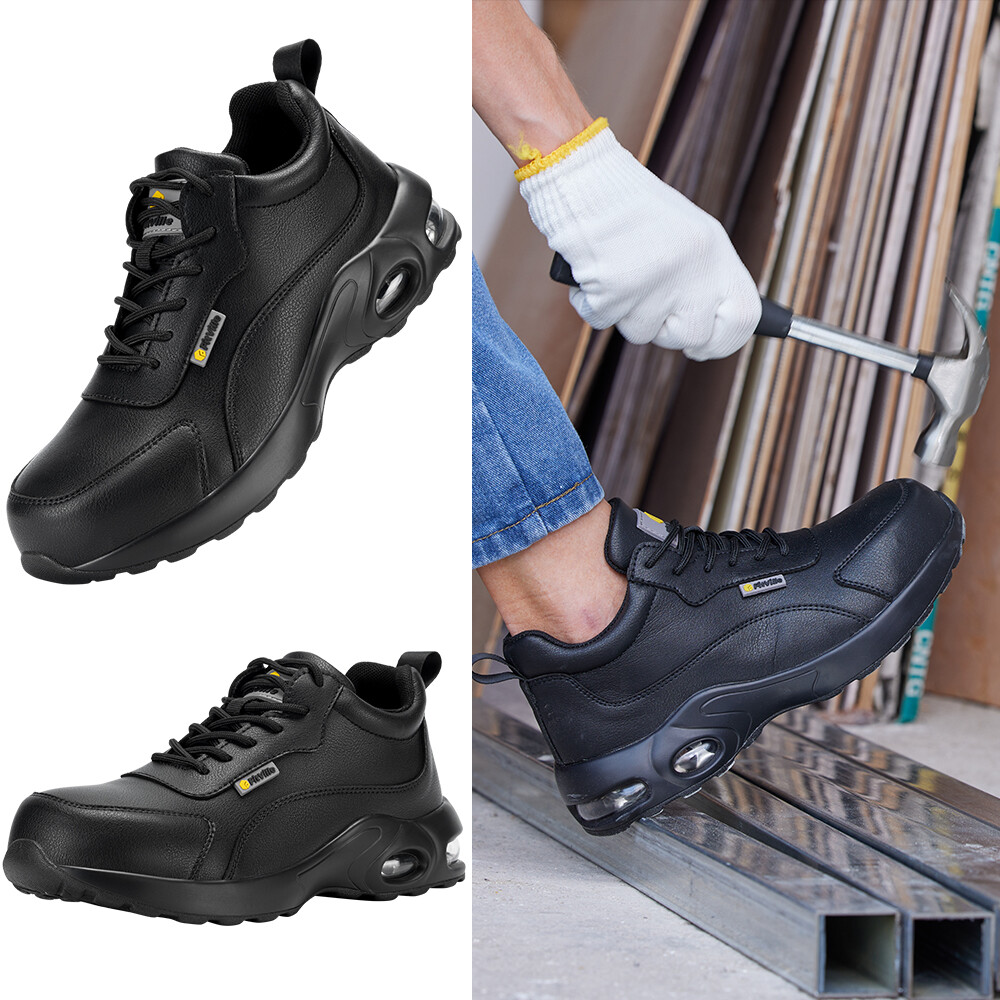 FitVille Women's Steel Toe Work Shoes Slip-Resistant Safety Boots
