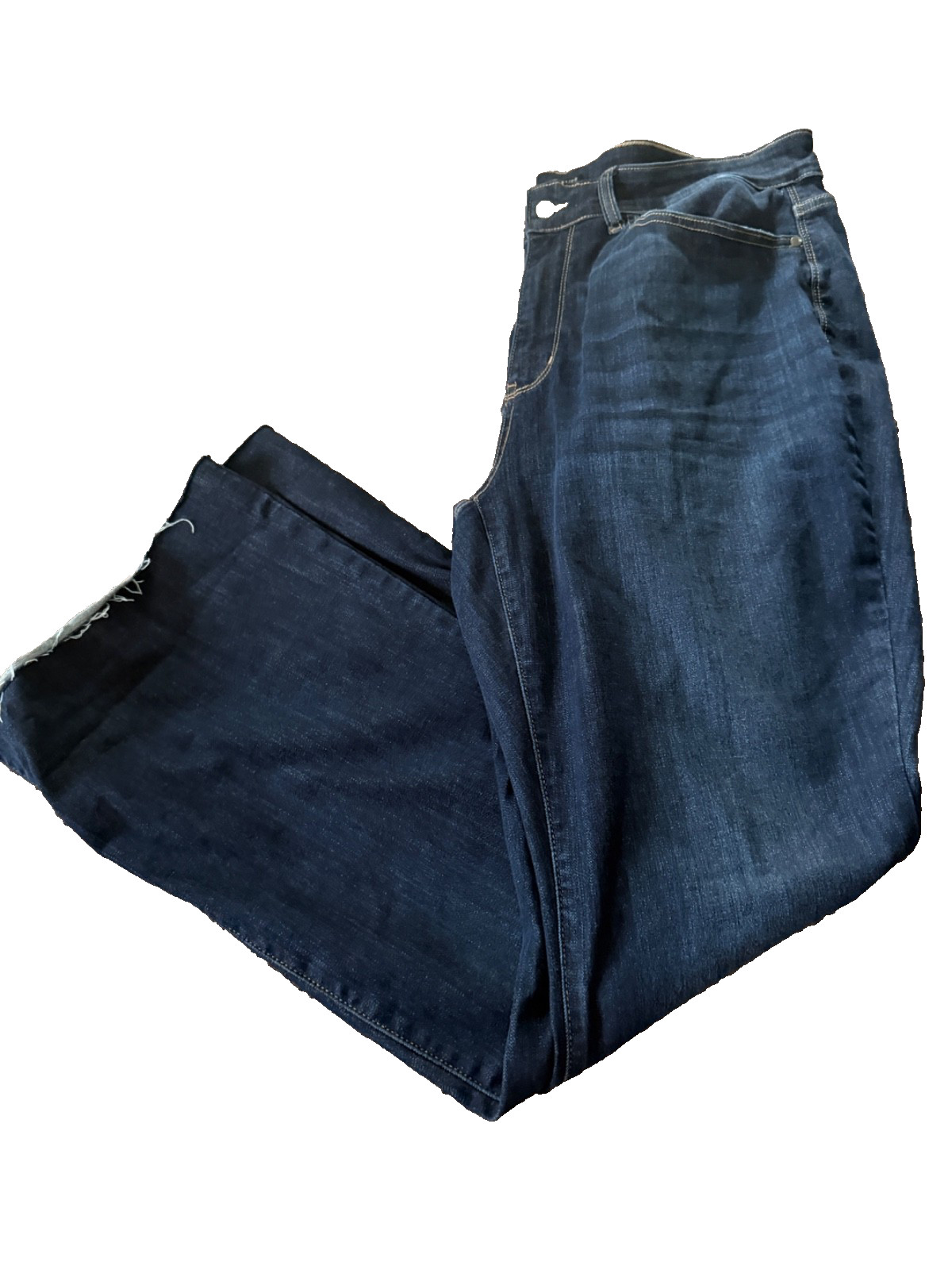 Judy Blue Jeans Womans Comfort Stretch 20W Control Top Flare Raw Hem Dark Wash