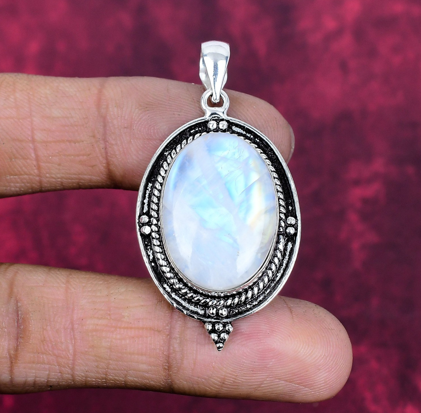 Wonderful Rainbow Moonstone Gemstone Handmade 925 Solid Silver Jewelry Pendant Wonderful Rainbow Moonstone Gemstone Handmade 925 Solid Silver Jewelry Pendant