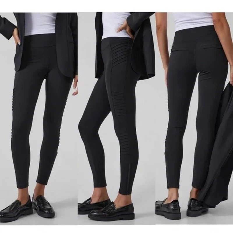 New Athleta Delancy Moto Tight Women’s Black Travel Pockets Leggings XS