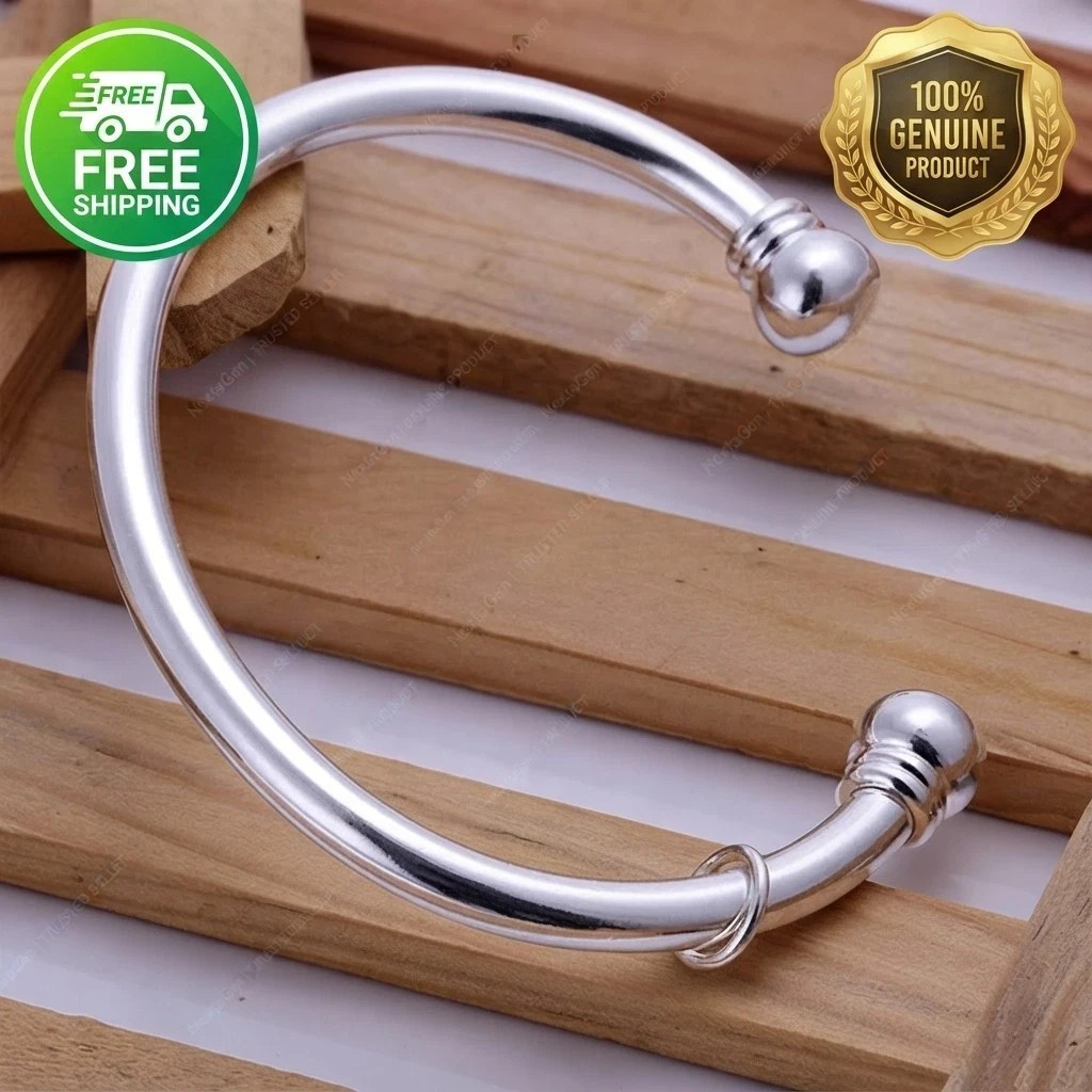 Open Cuff Bangle Solid 925 Sterling Silver Heavy Mens Bangles Bracelets All Size