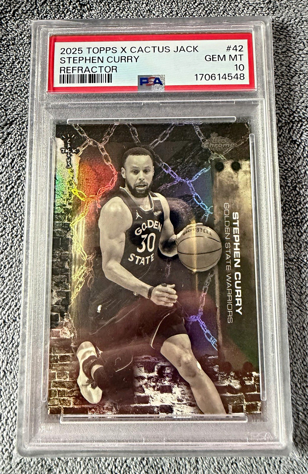 2025 Topps x Cactus Jack Stephen Curry #42 Refractor PSA 10 Warriors Pop 1 2025 Topps x Cactus Jack Stephen Curry #42 Refractor PSA 10 Warriors Pop 1