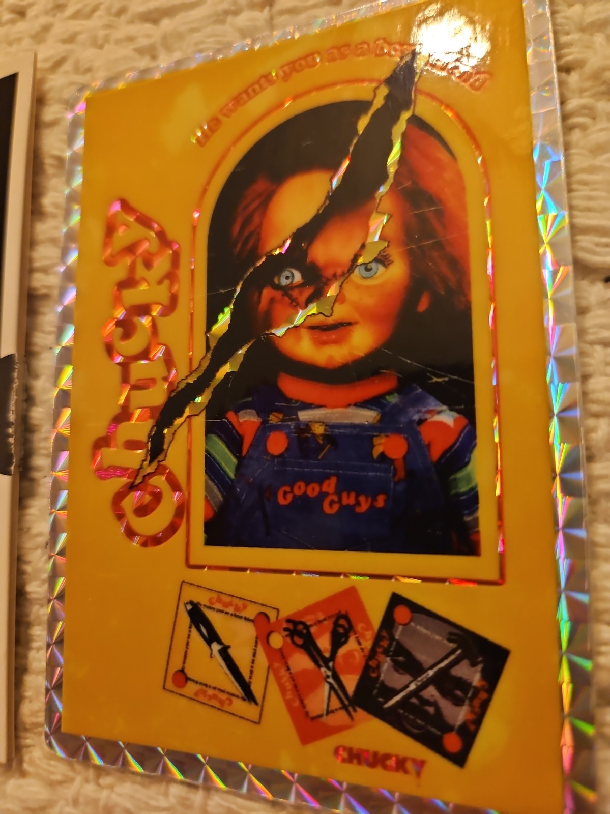 Vtg 80's 90's Chucky Prismatic Vending Machine Sticker Horror. Rare