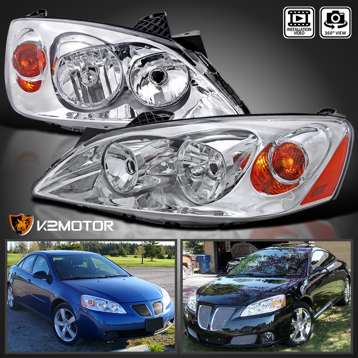 Fits 2005-2010 Pontiac G6 Headlights Headlamps Replacement Left+Right 05-10 Fits 2005-2010 Pontiac G6 Headlights Headlamps Replacement Left+Right 05-10