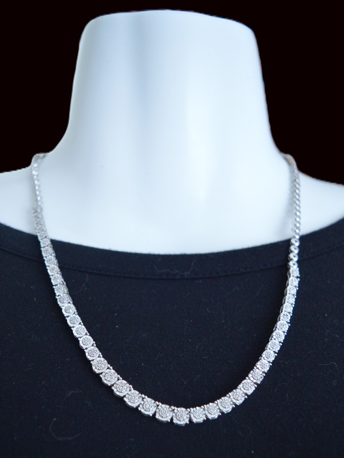 EFFY New 925 Sterling Silver 3/8 TCW Natural 106 Diamond Tennis Necklace 18” EFFY New 925 Sterling Silver 3/8 TCW Natural 106 Diamond Tennis Necklace 18”