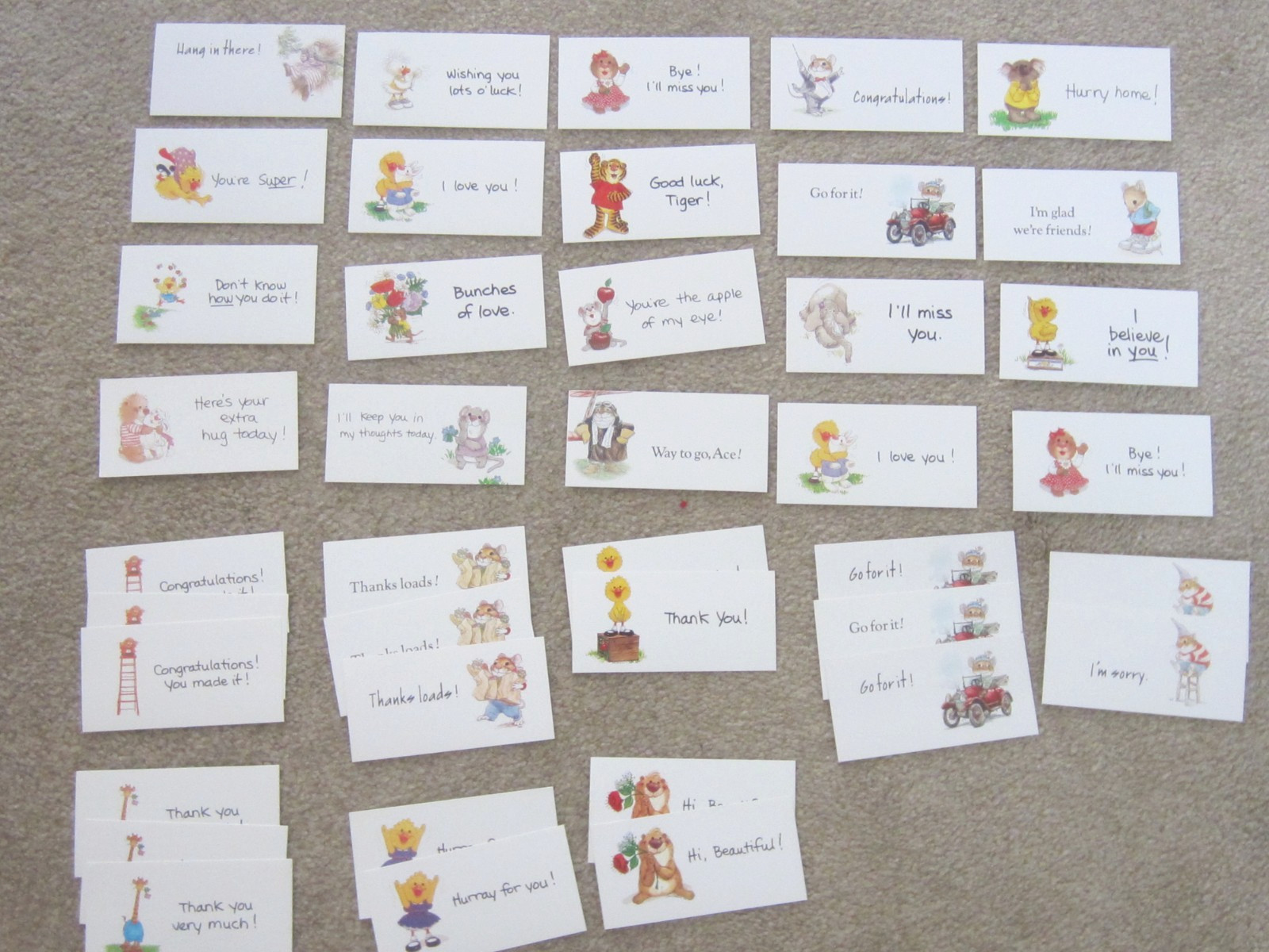 Suzy\'s Zoo Vintage 1990s Mini Messages 4x2 Greeting Cards Two Sets Total 40 Card Suzy\'s Zoo Vintage 1990s Mini Messages 4x2 Greeting Cards Two Sets Total 40 Card