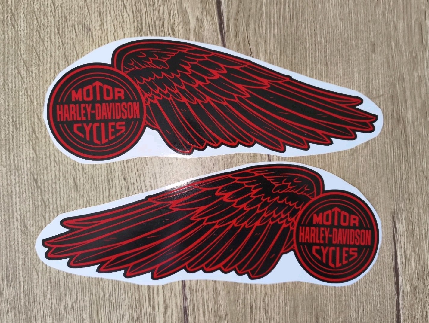 Harley Davidson black red wings set of 2 tank decal stickers 9.85x3,55\