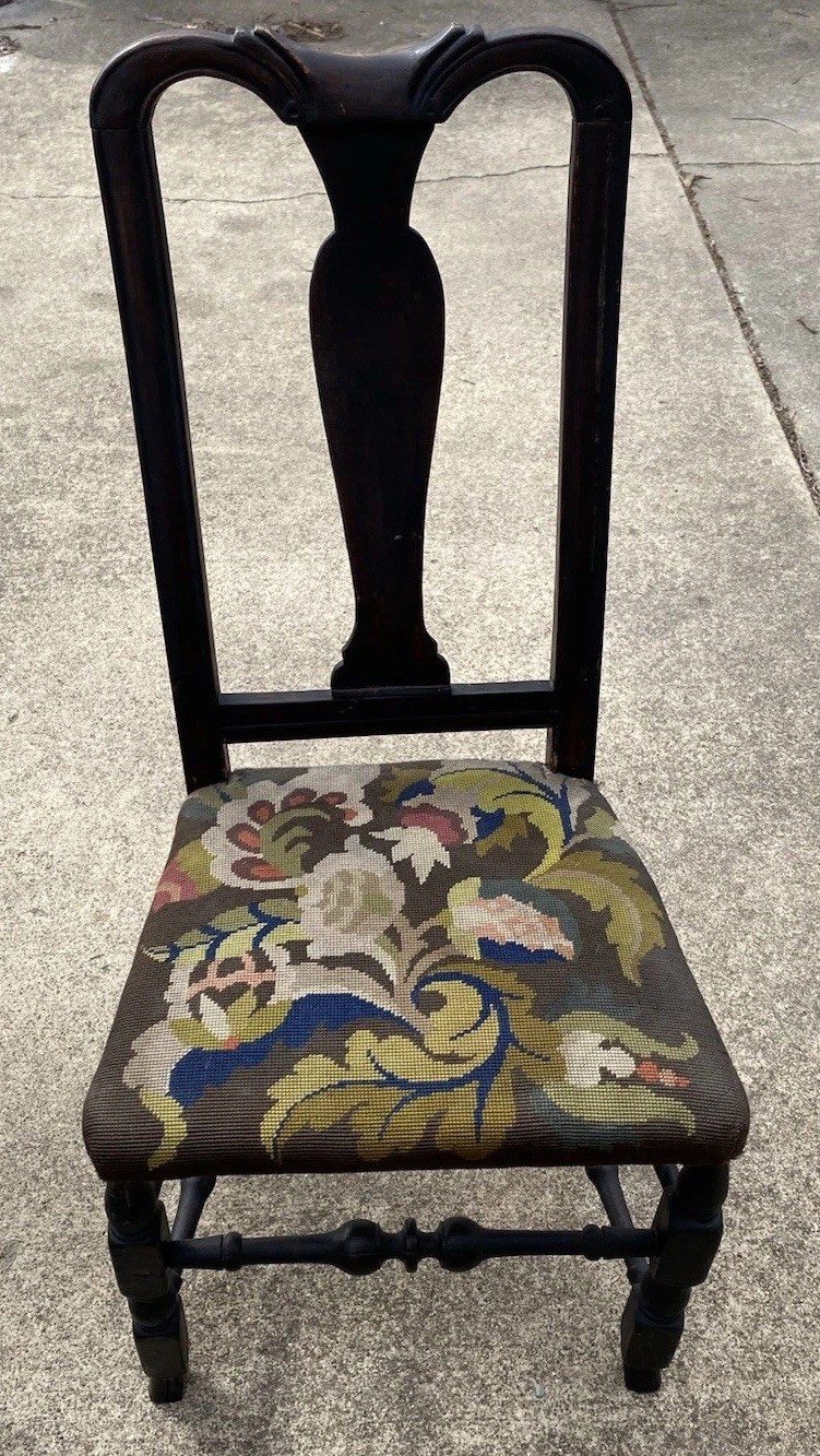 RARE 18TH Century QUEEN ANNE CHAIR  ORIGINAL FINISH SIGNED~1740 CAMP POSSIBLE NY