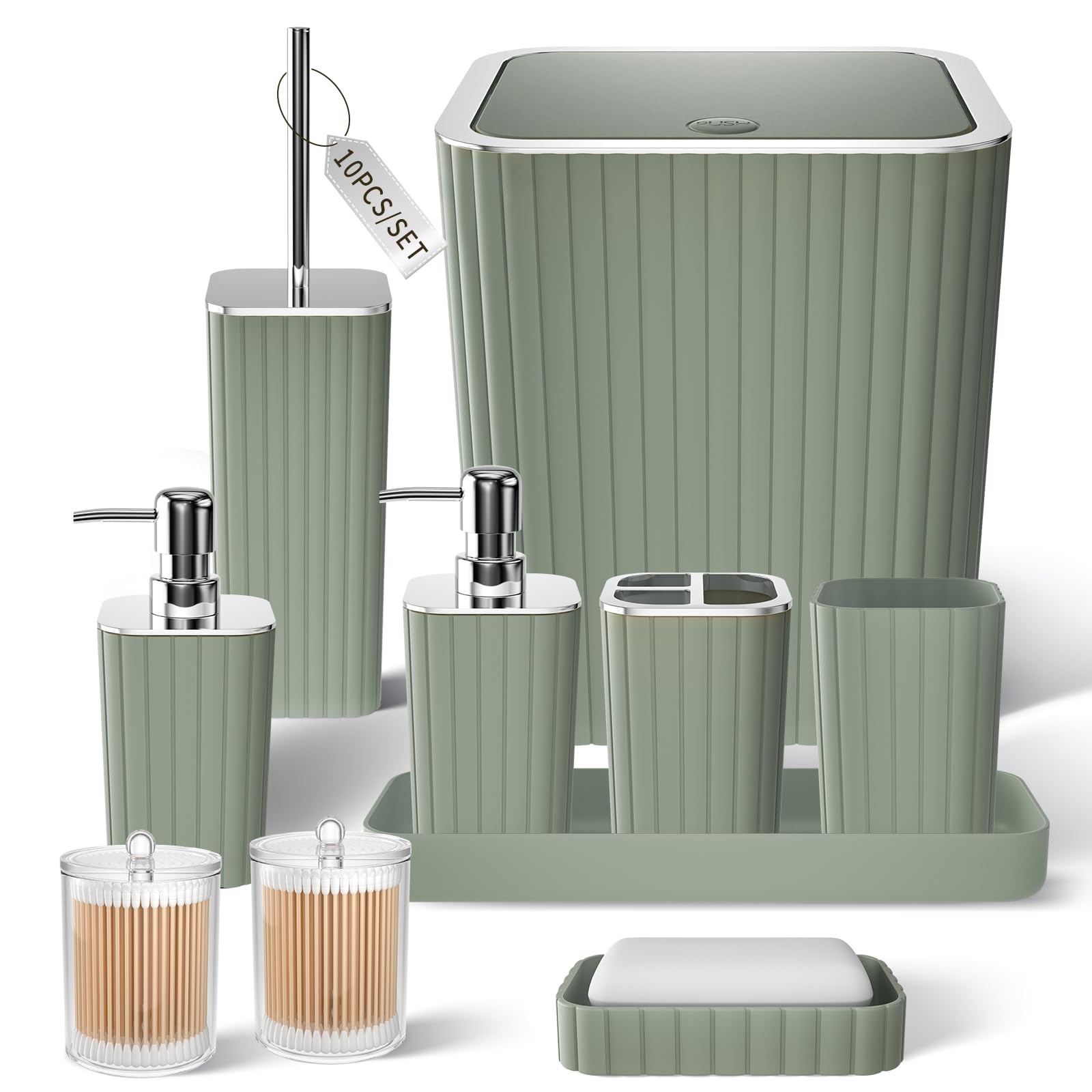 Xlhomo Bathroom Accessories Set - Green Bathroom Set 10Pc Bathroom