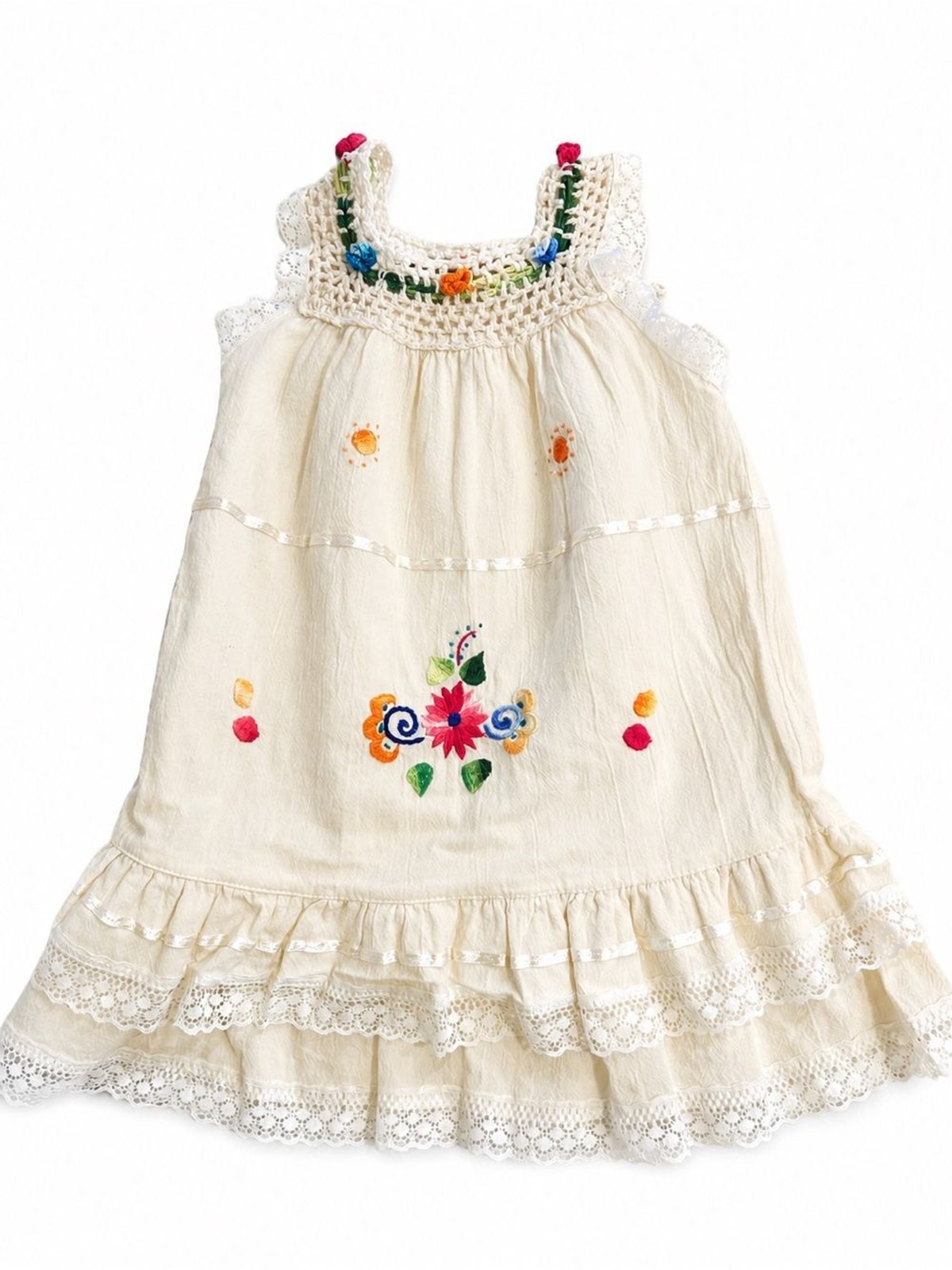 Vintage Vaaco Designs Embroidered Lace Dress 100% Cotton 3T