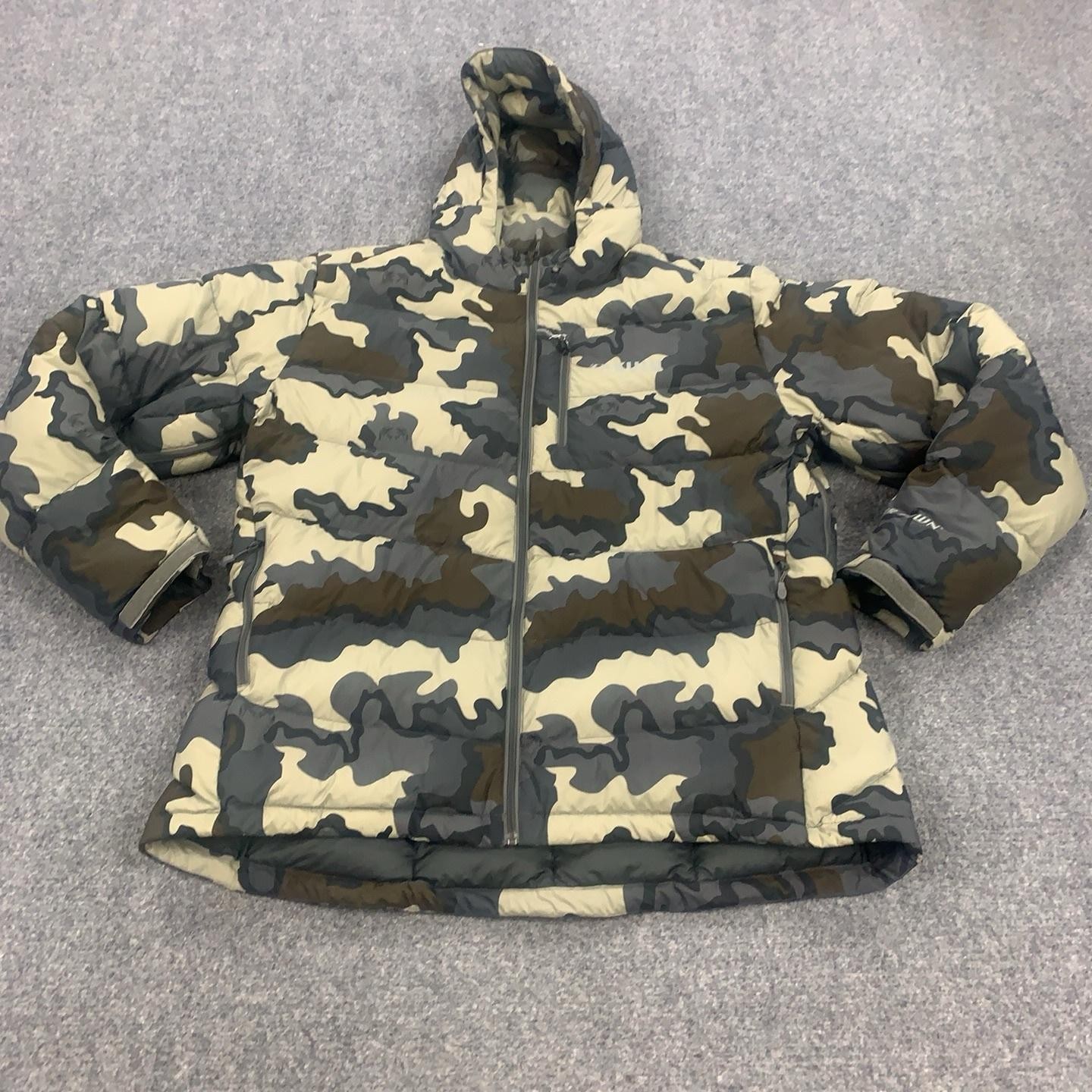 KUIU Super Down LT Jacket Mens 3XL Vias Camo Hooded Down Puffer Full Zip Toray