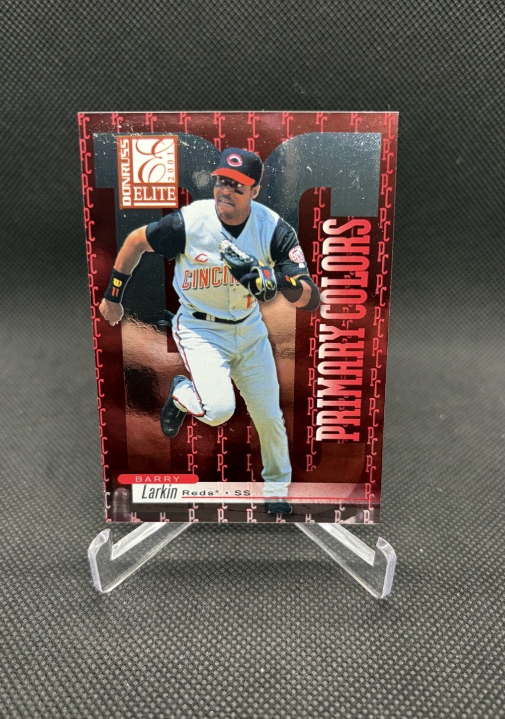 2001 Donruss Elite - Primary Colors Barry Larkin #PC-30 Red /975