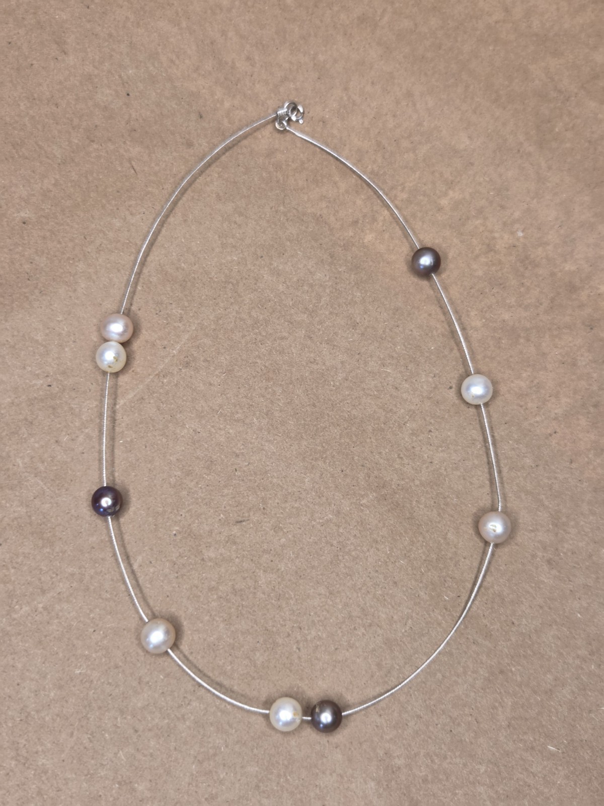14K White Gold Pearl Necklace 17\