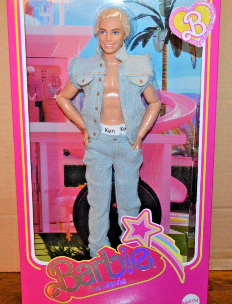 Barbie: The Movie Collectible Ken Doll Wearing Denim Matching Set js Barbie: The Movie Collectible Ken Doll Wearing Denim Matching Set js