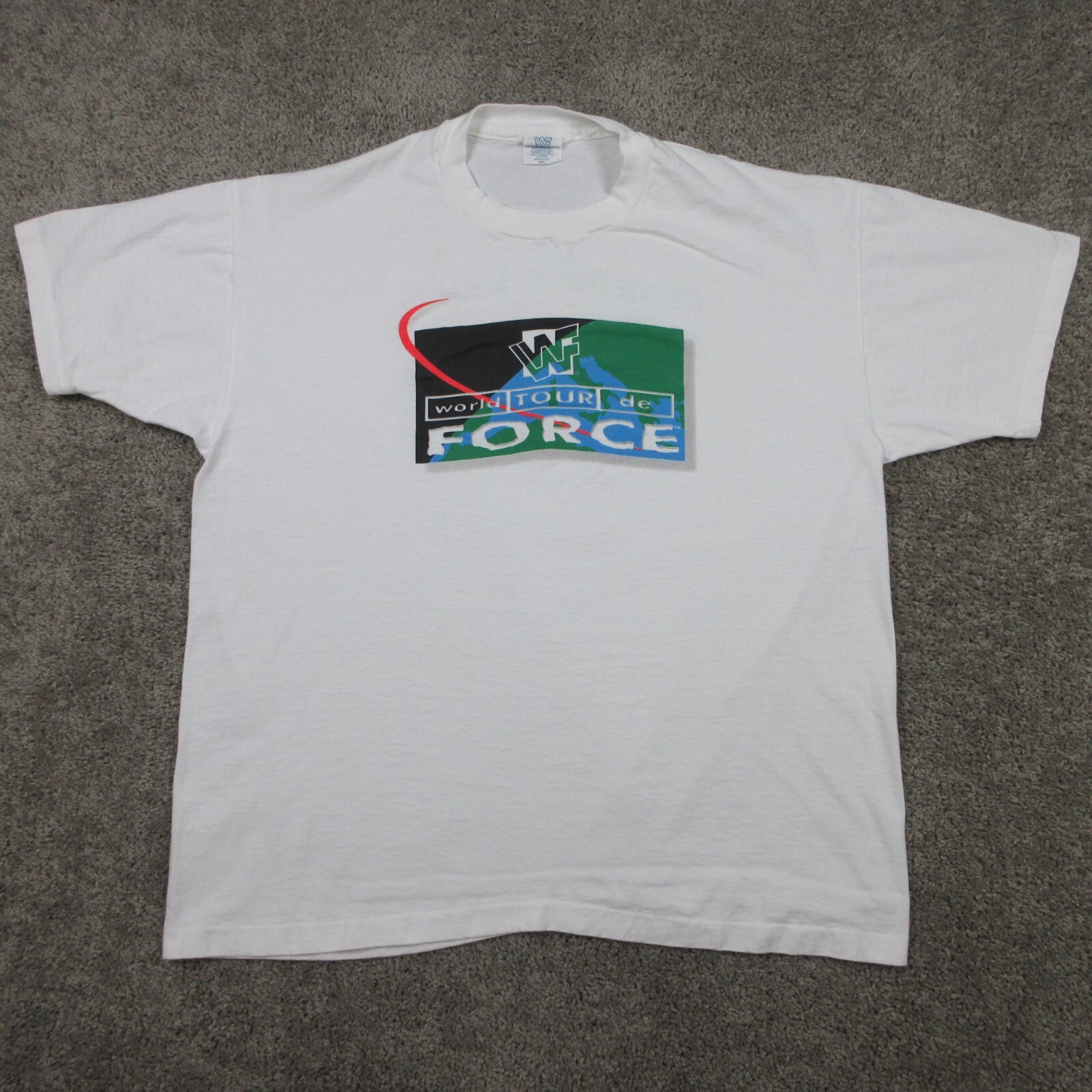 Vintage WWF Shirt Mens 2XL XXL White World Tour De Force Single Stitch USA Made