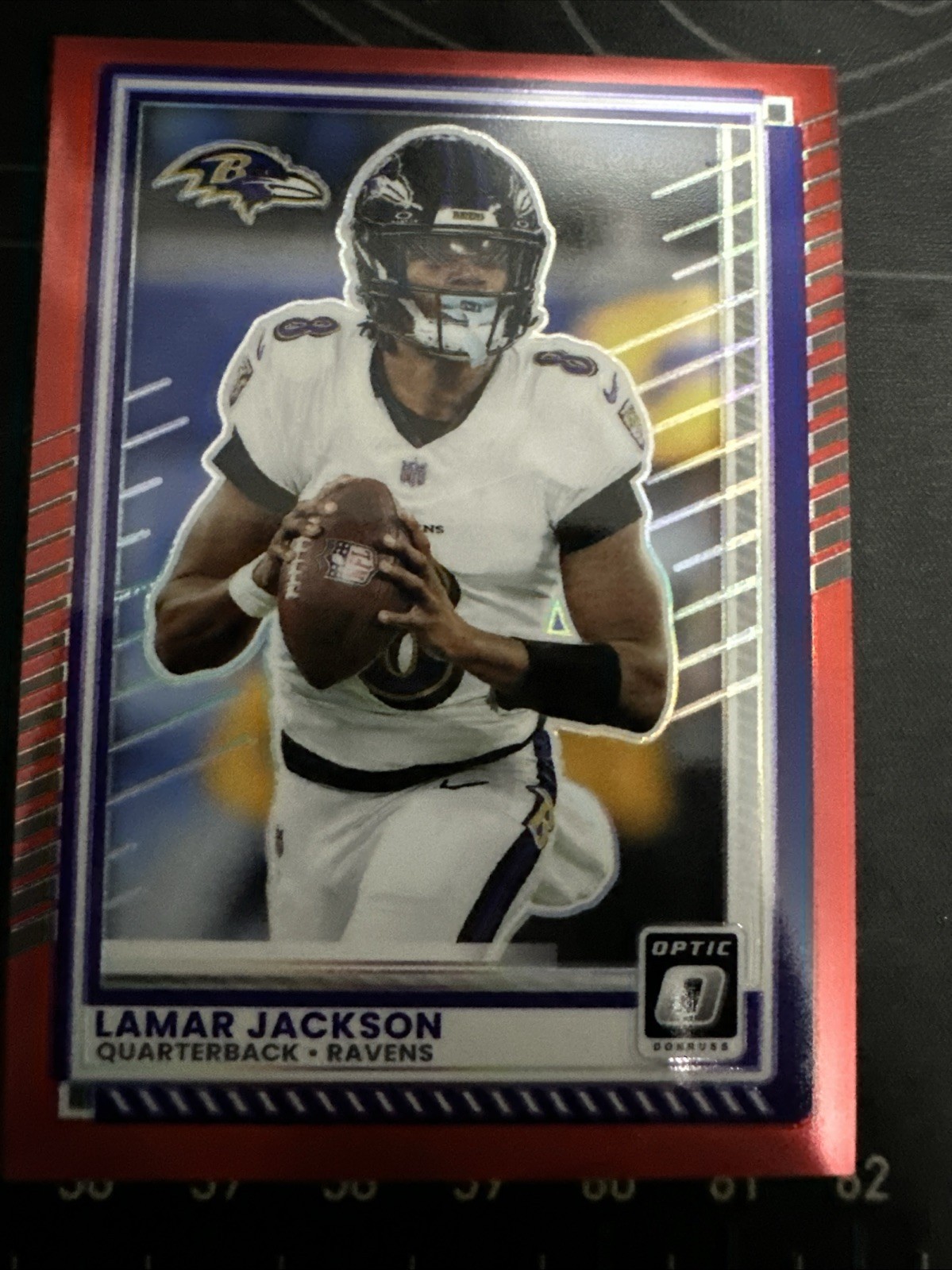 2025 Panini Donruss Optic - Lamar Jackson #80 Red Prizm /149 2025 Panini Donruss Optic - Lamar Jackson #80 Red Prizm /149