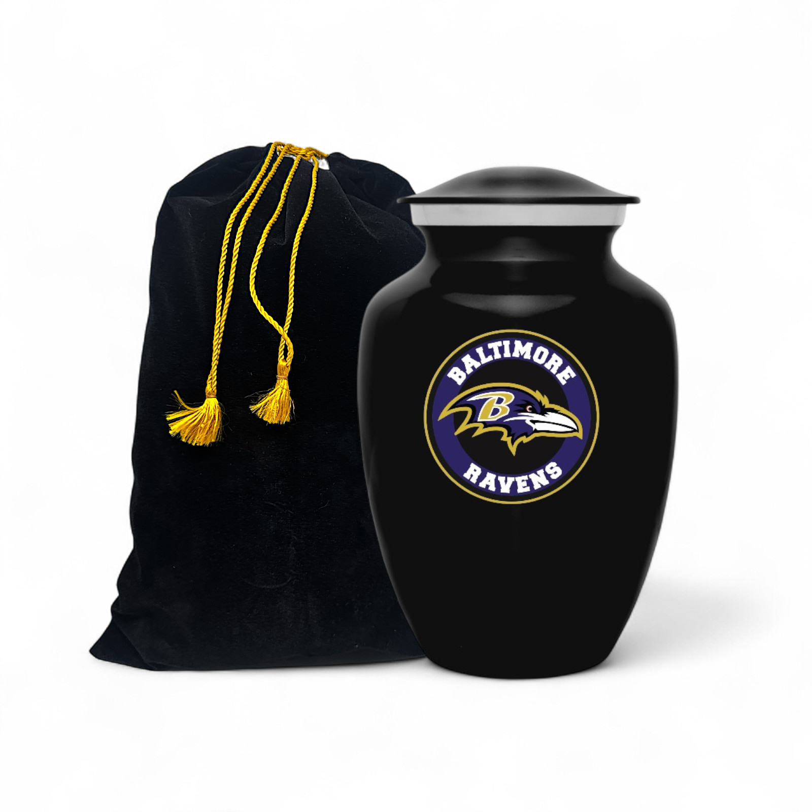 Baltimore Ravens football Style Cremation Urn Adult Ashes Black Metal 8 In Urns
