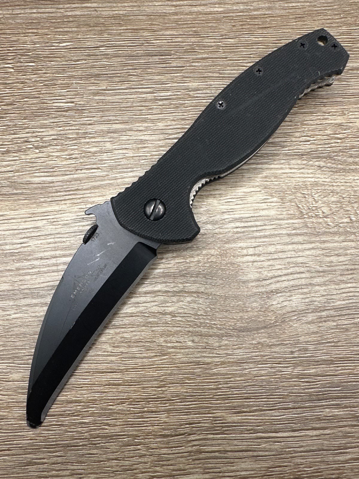 Emerson Knives SARK Black G10 Wave Folding Pocket Knife USA SN 1723 Used Exc