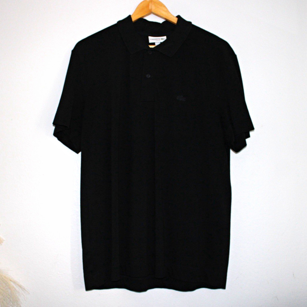 Lacoste Men’s Slim Fit Black Polo Shirt XL FR 6 Short Sleeve Croc Logo