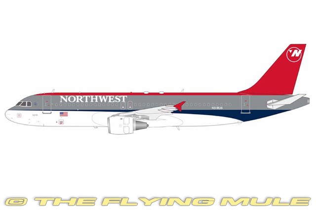 B-Models 1:200 A320 Northwest Airlines N318US w/Stand