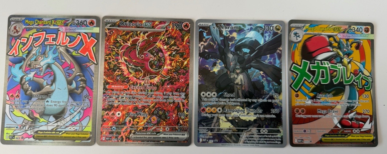 Pokémon TCG 4 CARD LOT PROMOS Mega Charizard X Zekrom Mint Bundle Mega Evolution Pokémon TCG 4 CARD LOT PROMOS Mega Charizard X Zekrom Mint Bundle Mega Evolution
