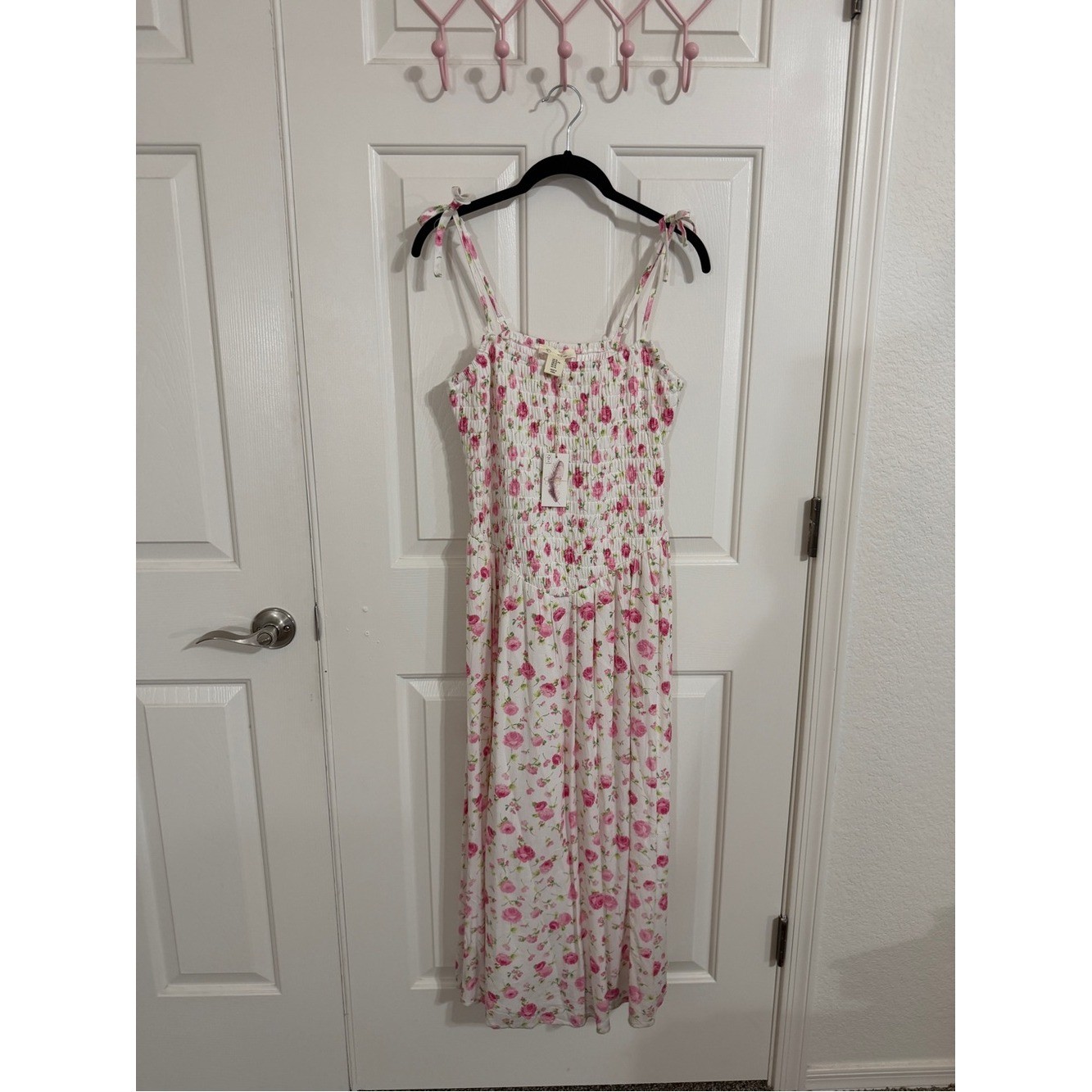 NWT Jessica Simpson XL Pink Rose Floral Smocked Midi Dress Coquette