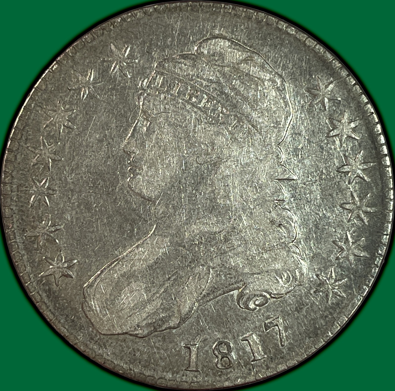1817 Capped Bust Half Dollar Fine F Coin #44521