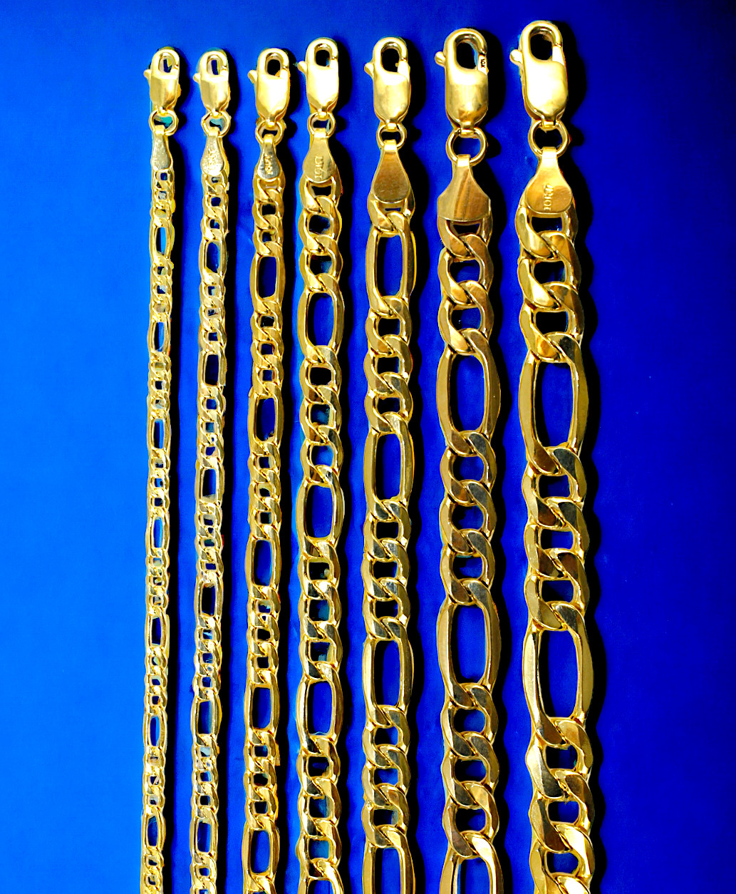10K Yellow Gold Figaro Necklace Bracelet Chain Italian Real Gold 2mm-8mm 7\