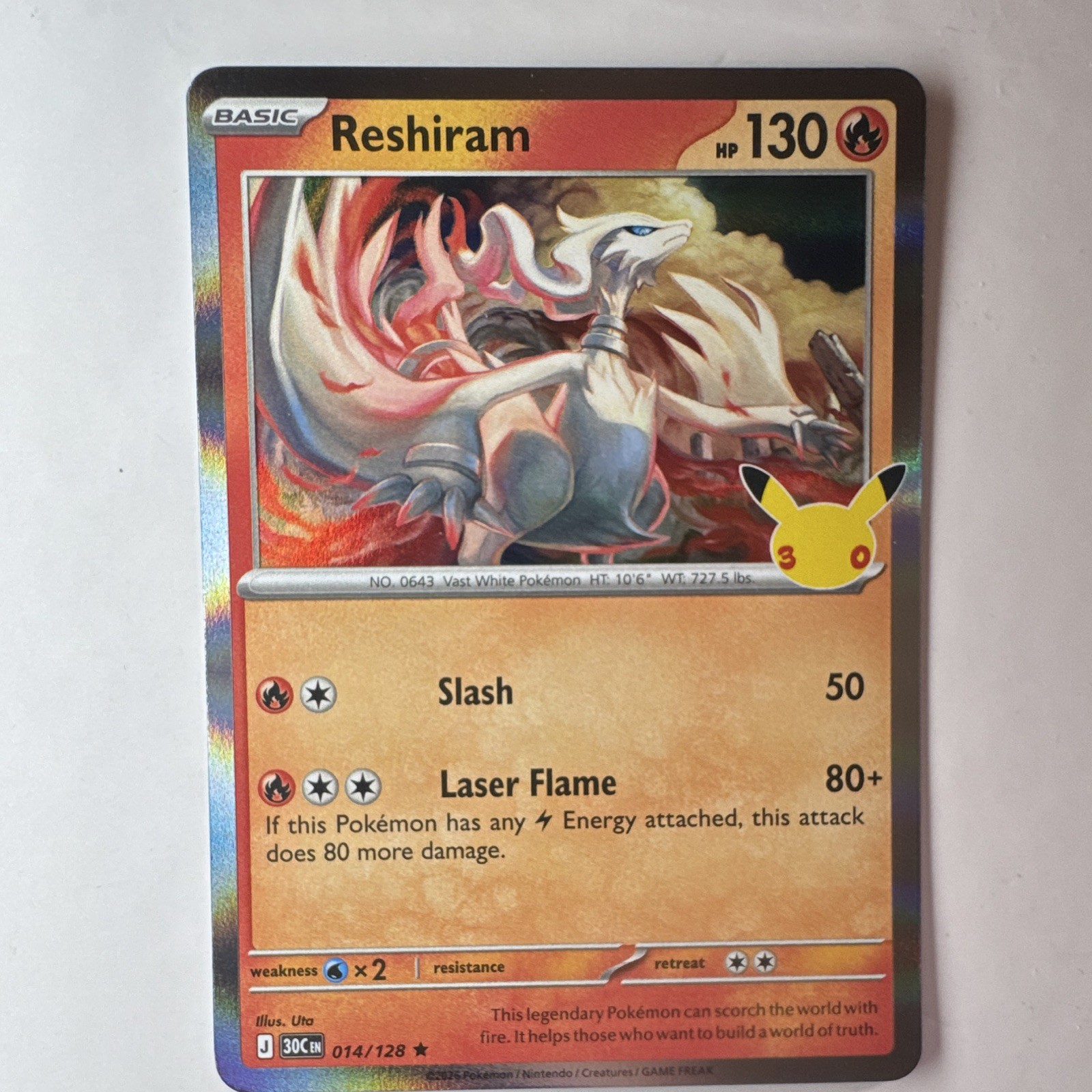 Reshiram 014/128 Pokemon TCG Evolving Skies Holo Rare 130 HP English 2021 Reshiram 014/128 Pokemon TCG Evolving Skies Holo Rare 130 HP English 2021