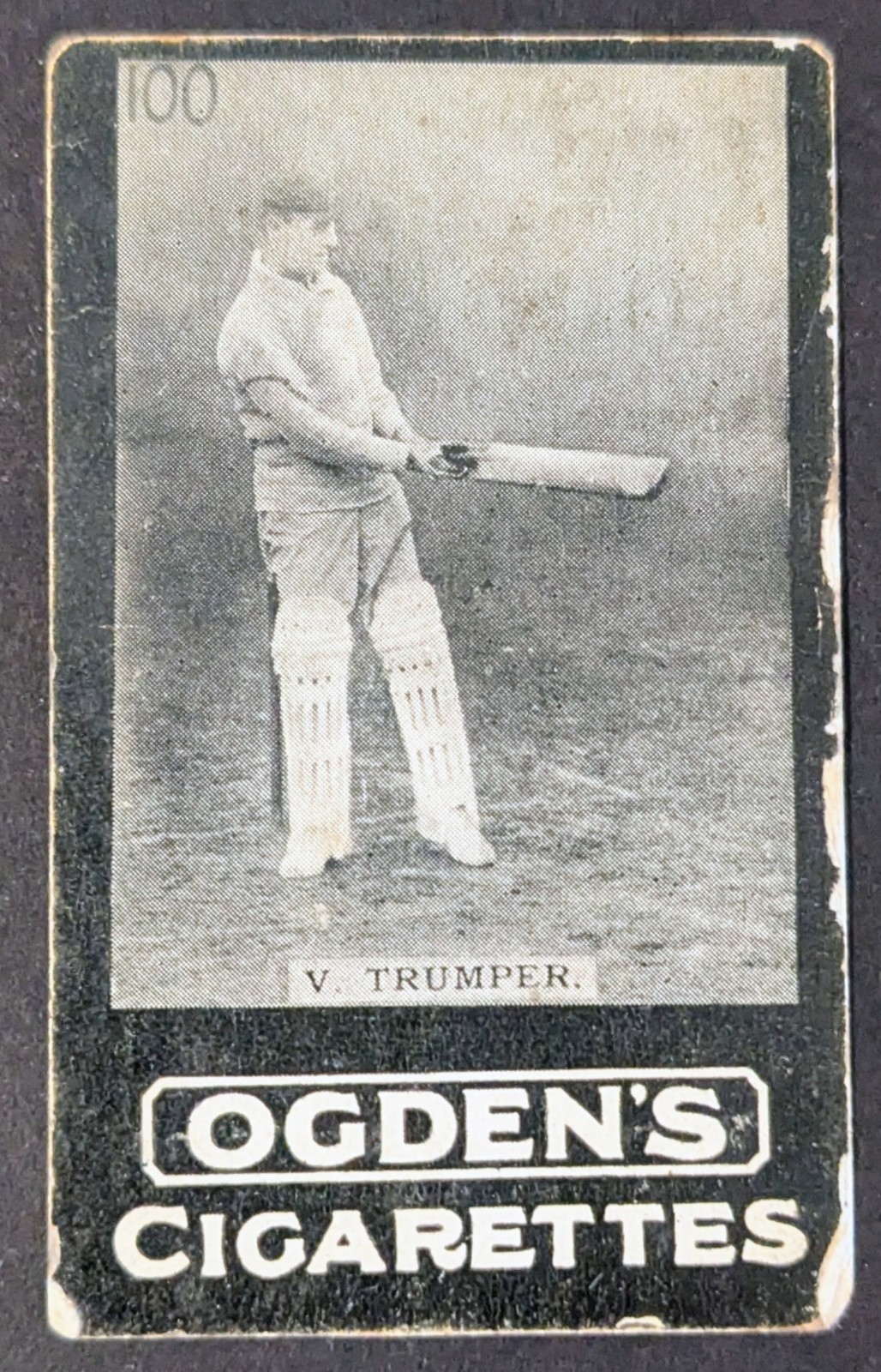 1902 Ogden\'s General Interest Tobacco Card Series F #100 Victor Trumper 1902 Ogden\'s General Interest Tobacco Card Series F #100 Victor Trumper