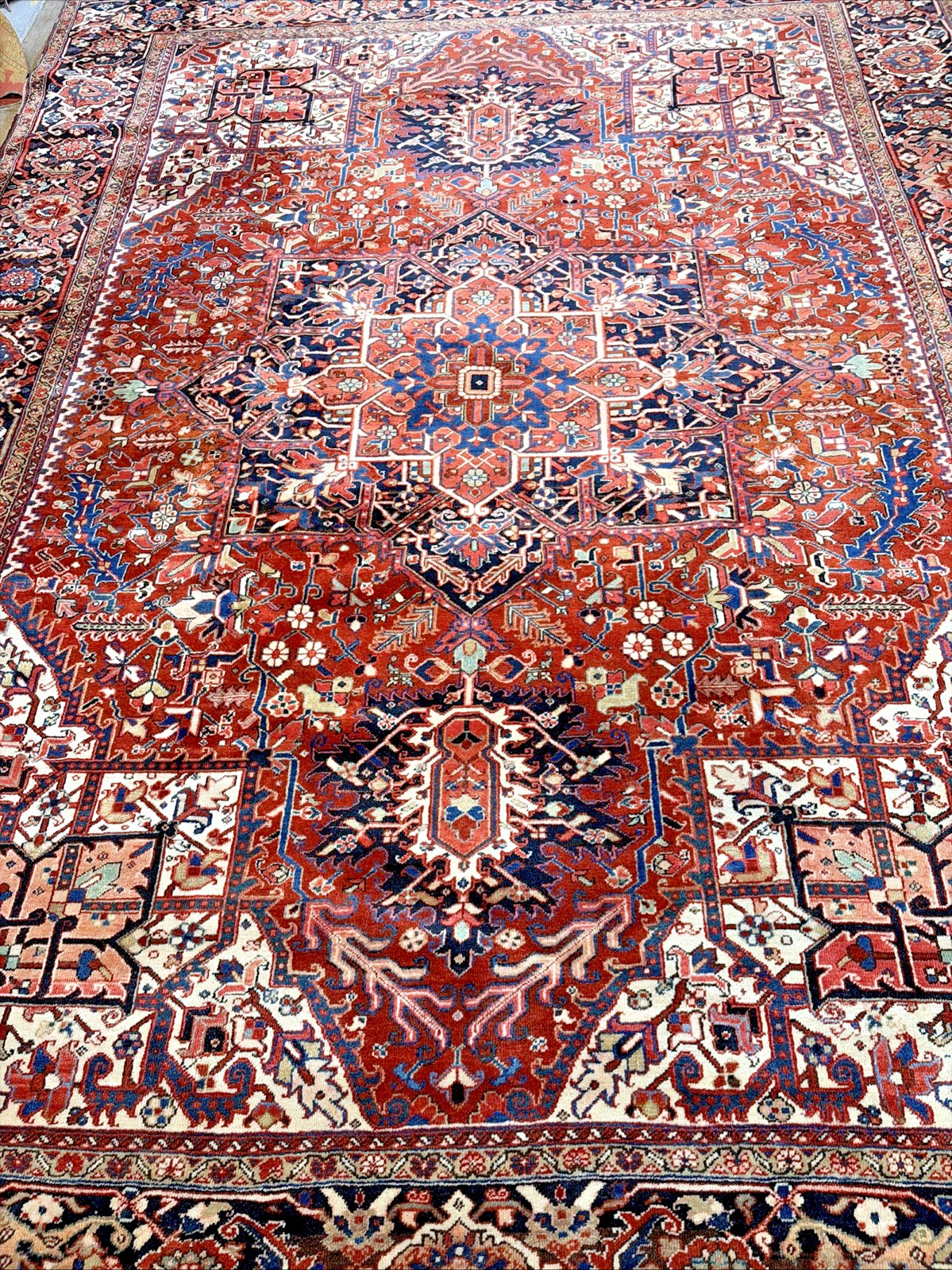 Auth:  Antique Heriz Rug    RARE Christian Confluence  Mystical ART  BEauty 9x12