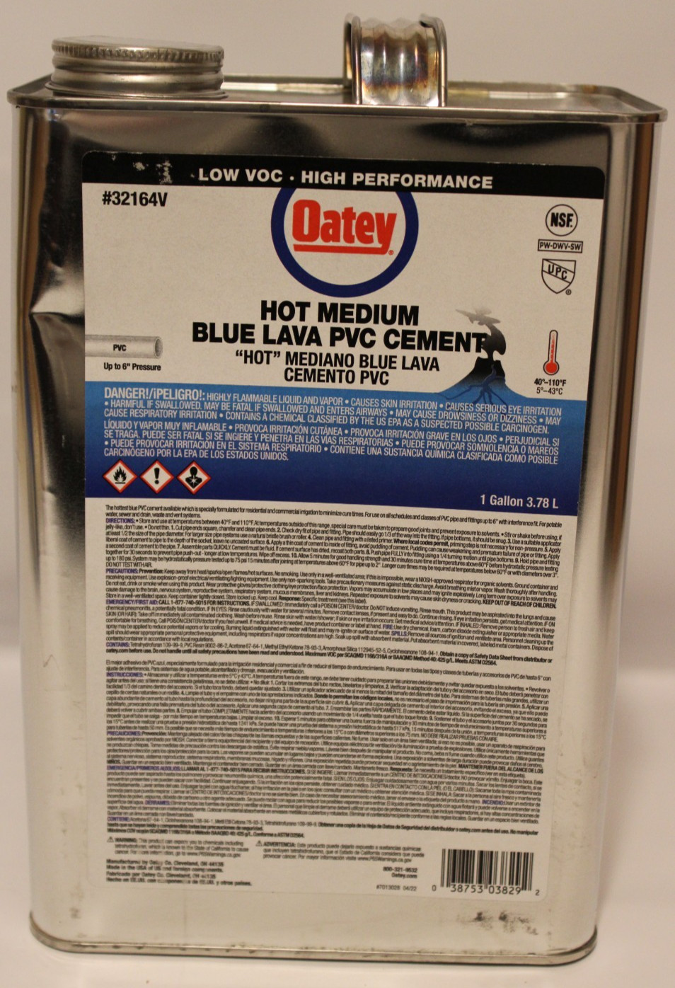 Oatey 32164V - 1 Gallon Hot Medium Blue Lava PVC Cement