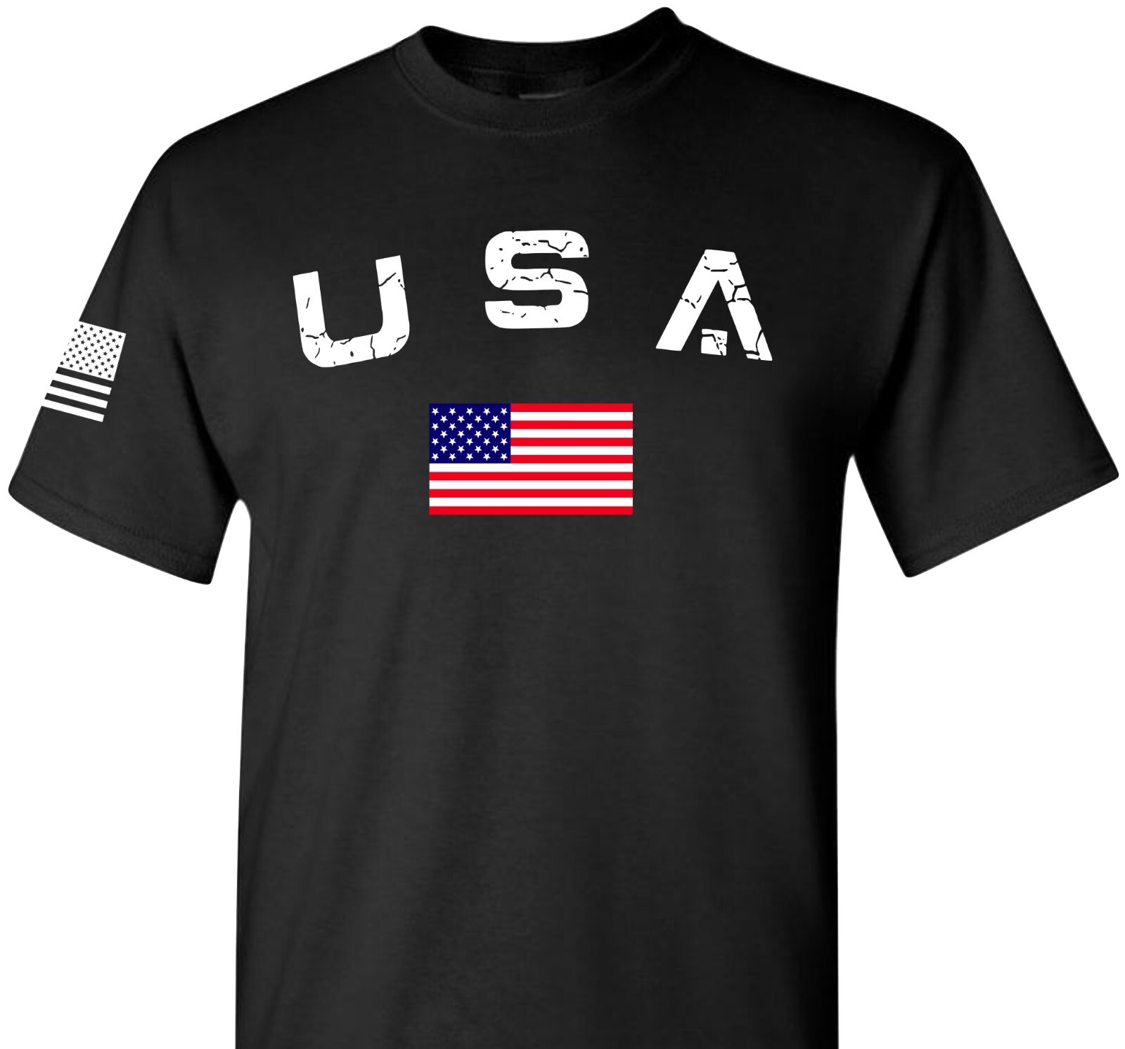 New Men\'s USA Flag T Shirt American Patriotic 100% Cotton
