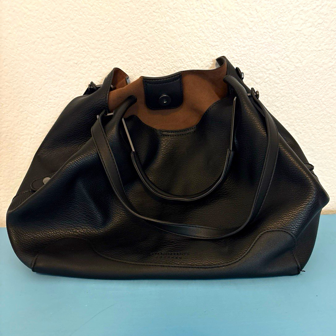 Sondra Roberts Black Pebbled Shoulder Bag Zip/Magnetic Snap Brown Lining Sondra Roberts Black Pebbled Shoulder Bag Zip/Magnetic Snap Brown Lining