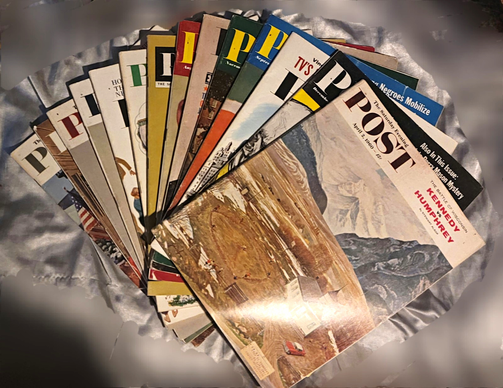 Lot of 14 Vintage Saturday Evening Post Magazines (1960–1963) – Mid-Century Ads