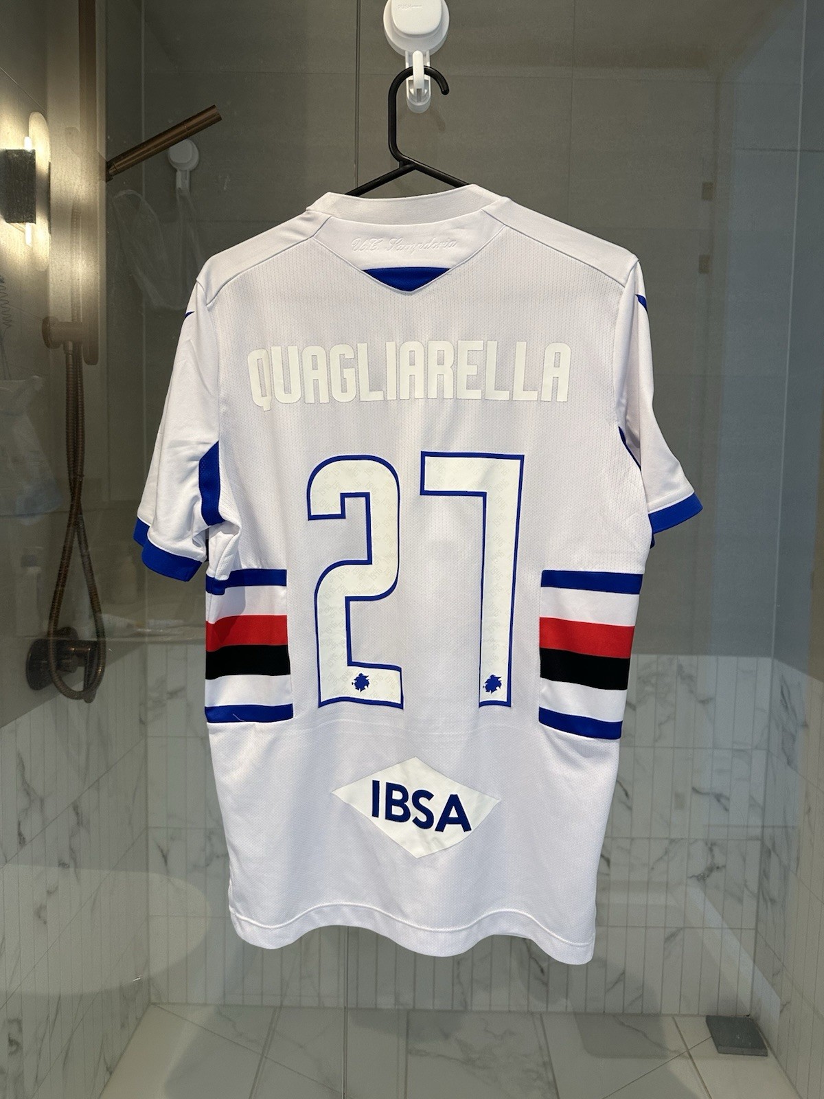 Macron Sampdoria Quagliarella 27 2021/21 Player Version Men’s Jersey White M Macron Sampdoria Quagliarella 27 2021/21 Player Version Men’s Jersey White M