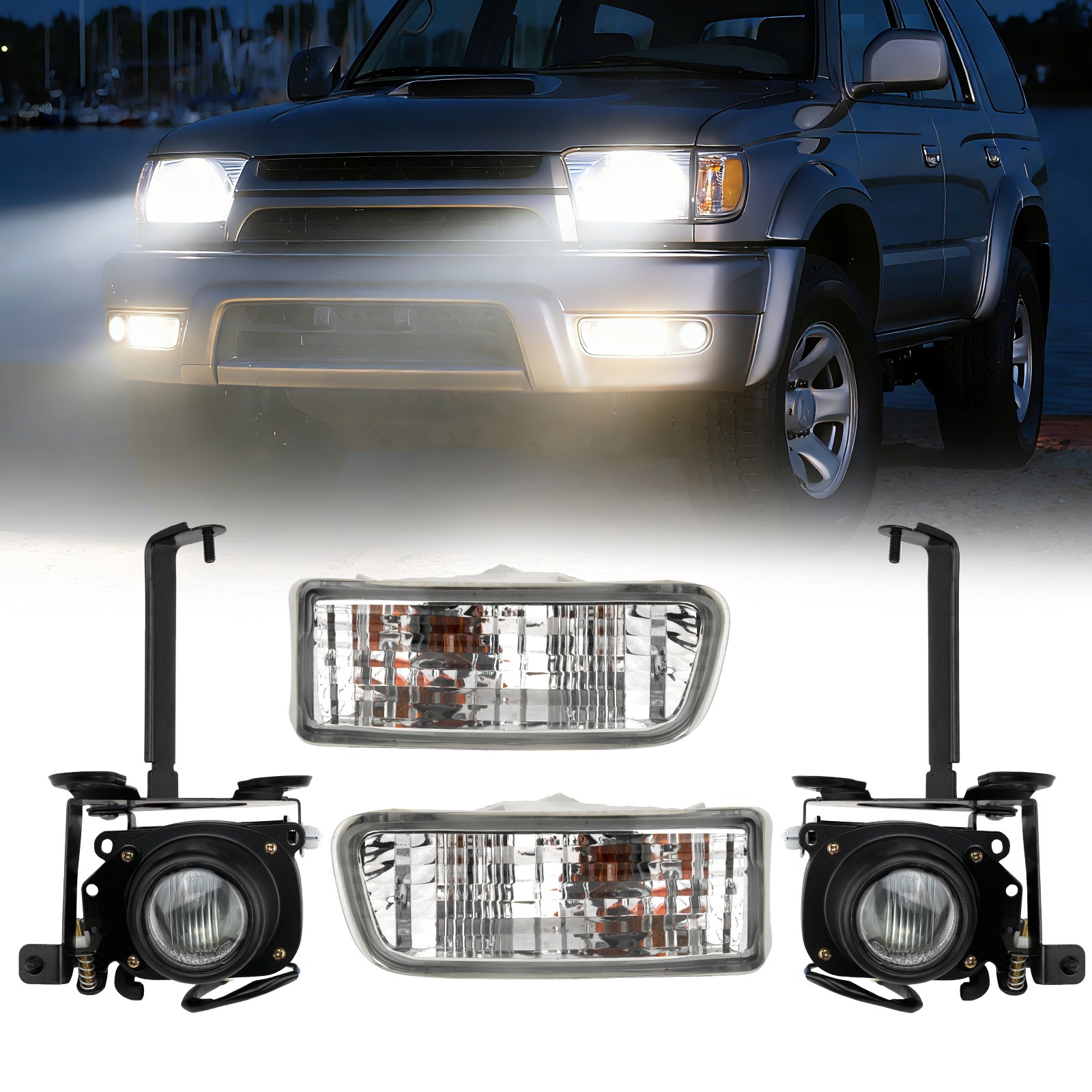 For 1999-2002 Toyota 4Runner Fog Lights with Turn Signal Lamps Left+Right Side For 1999-2002 Toyota 4Runner Fog Lights with Turn Signal Lamps Left+Right Side