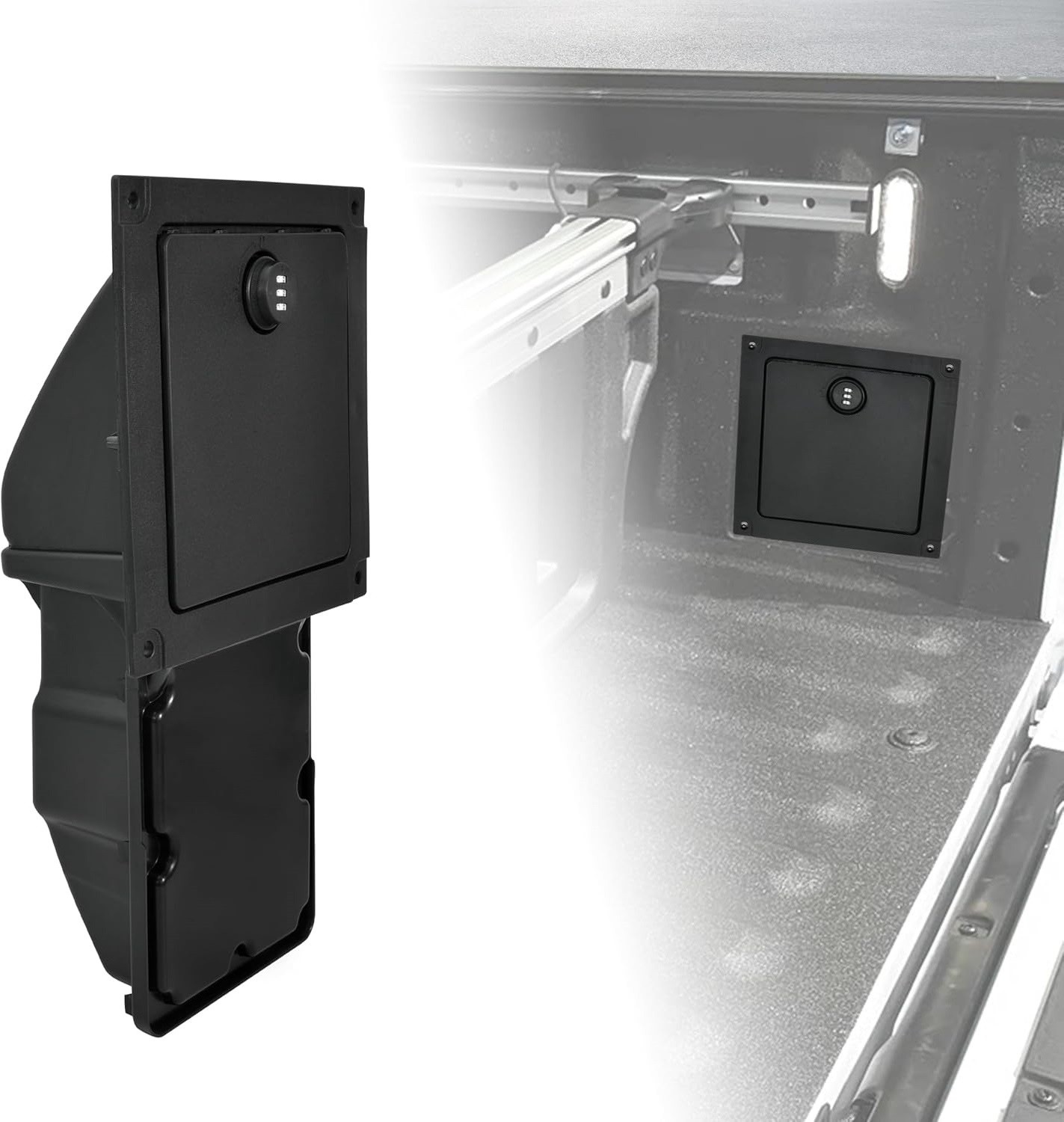 Fits 2023-2026 Ford F-150 Rear Bed Cargo Partition Storage Bin with Code Lock Fits 2023-2026 Ford F-150 Rear Bed Cargo Partition Storage Bin with Code Lock