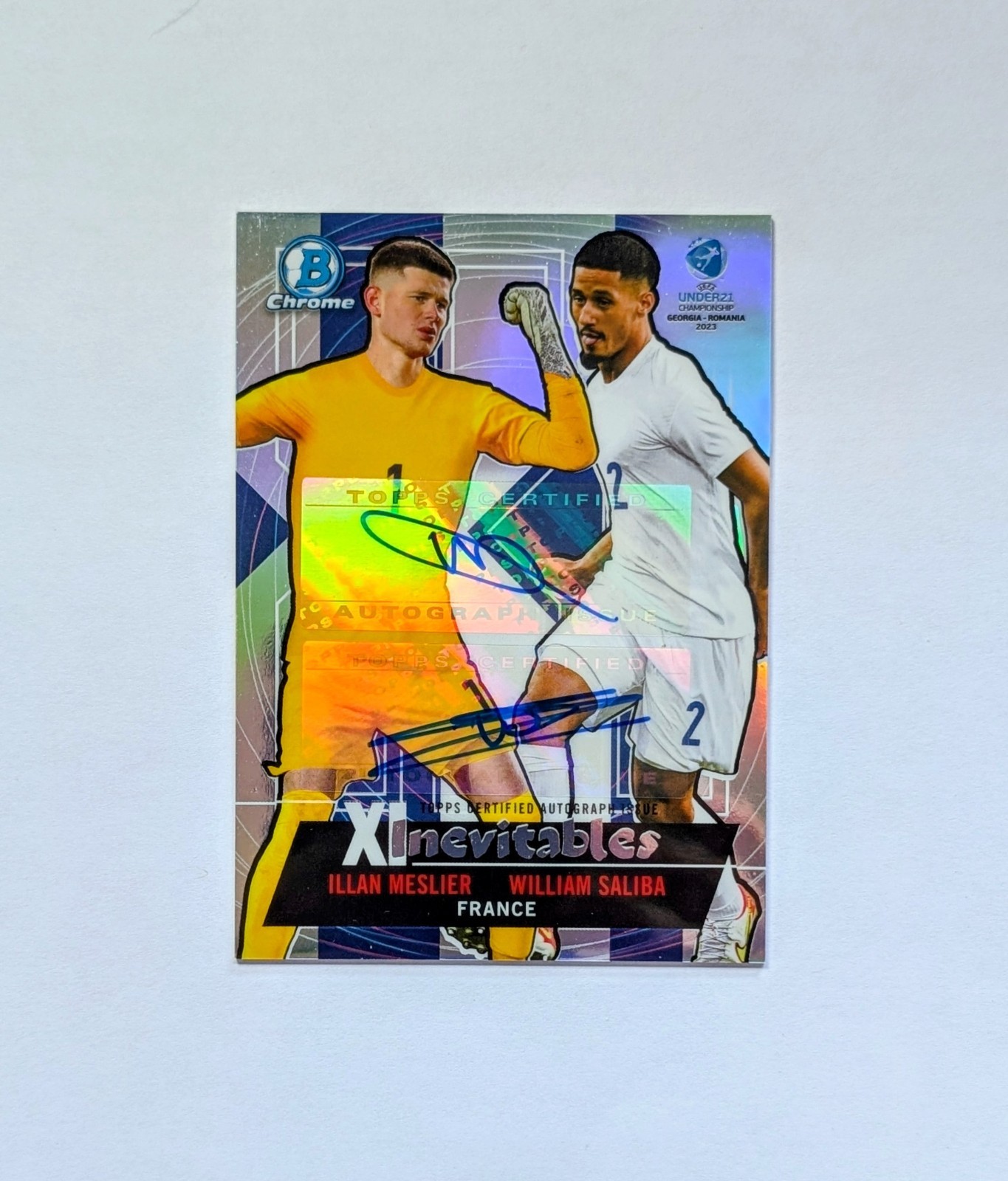 William Saliba Ilan Meslier Dual Auto Xinevitables /99 2022 Bowman Chrome Soccer