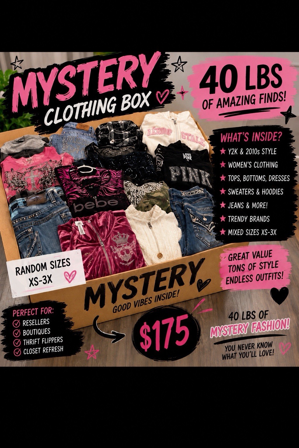 40lb MYSTERY Clothing(Y2K 90s Fairy Cottage Boho) Mixture Approx 90 Items 40lb MYSTERY Clothing(Y2K 90s Fairy Cottage Boho) Mixture Approx 90 Items