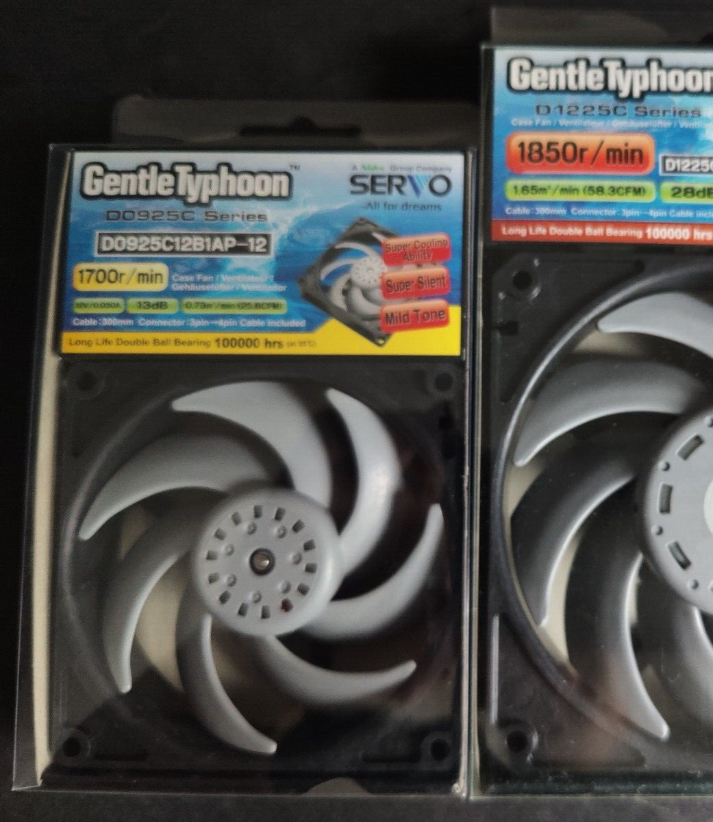 New Scythe Nidec Servo Gentle Typhoon 92mm Grey Case Fan -  D0925C12B1AP-12