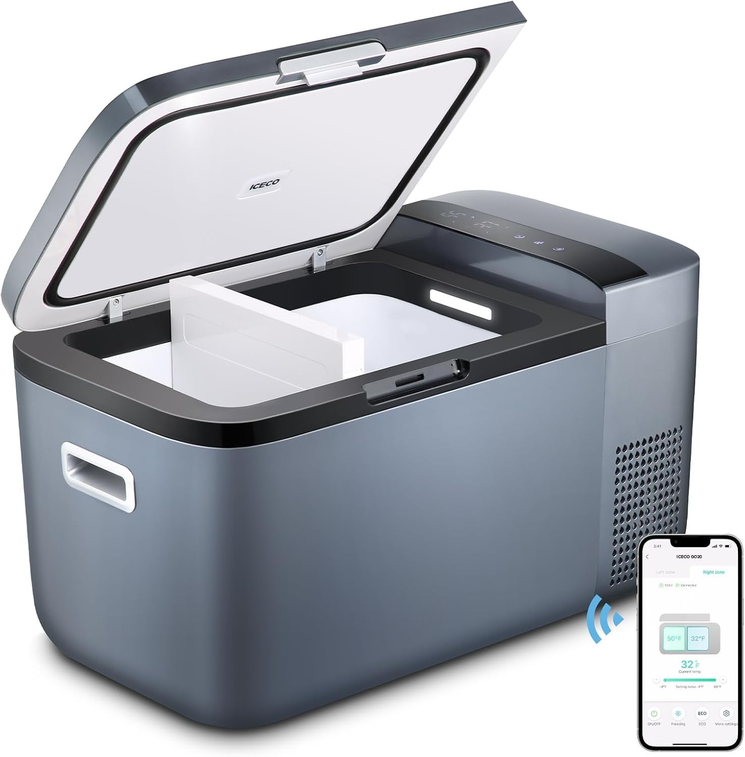 Second Hand-ICECO 21QT Dual Zone Portable Car Freezer Fridge Cooler-GO20Gray Second Hand-ICECO 21QT Dual Zone Portable Car Freezer Fridge Cooler-GO20Gray