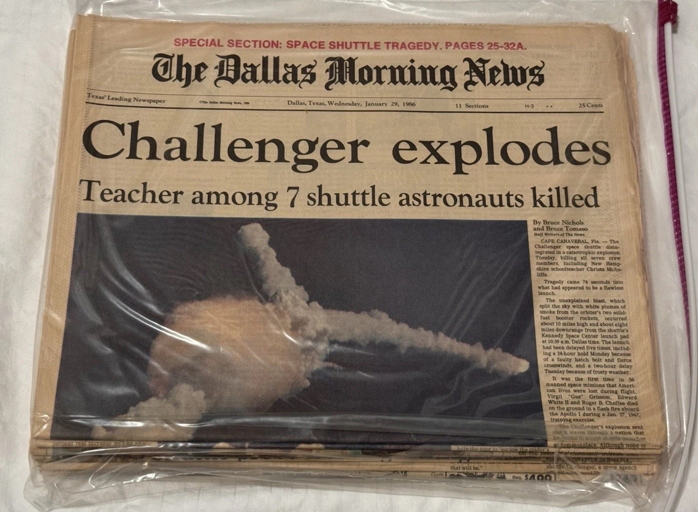 1986 Challenger Explosion Complete 8 Issue Dallas Morning News Set 1986 Challenger Explosion Complete 8 Issue Dallas Morning News Set