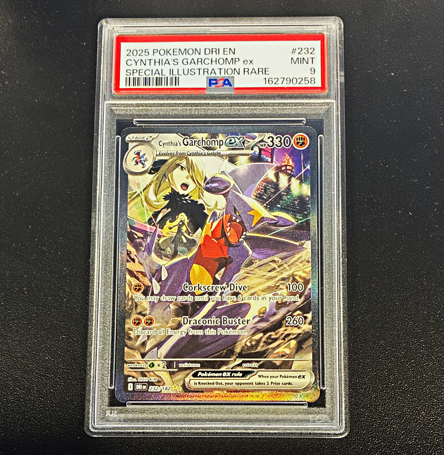 Pokemon TCG Cynthia\'s Garchomp ex 232/182 Destined Rivals SIR Holo PSA 9 Pokemon TCG Cynthia\'s Garchomp ex 232/182 Destined Rivals SIR Holo PSA 9