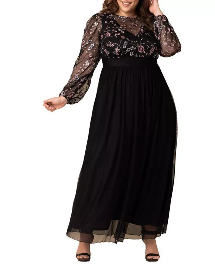 Kiyonna Black Eternal Embroidered Bodice Evening Gown Size 2X $318 Kiyonna Black Eternal Embroidered Bodice Evening Gown Size 2X $318