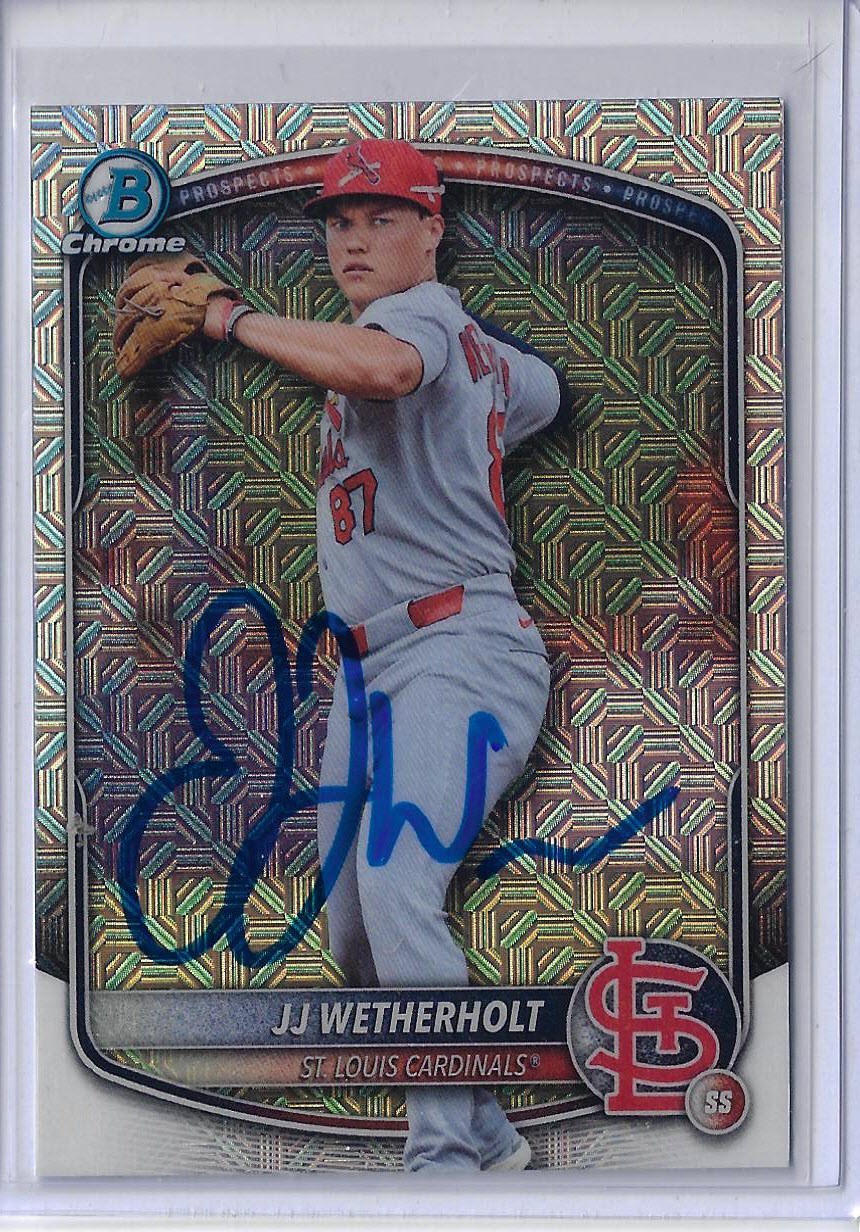 JJ Wetherholt Autographed 2025 Bowman Draft MOJO Refractor BDC145