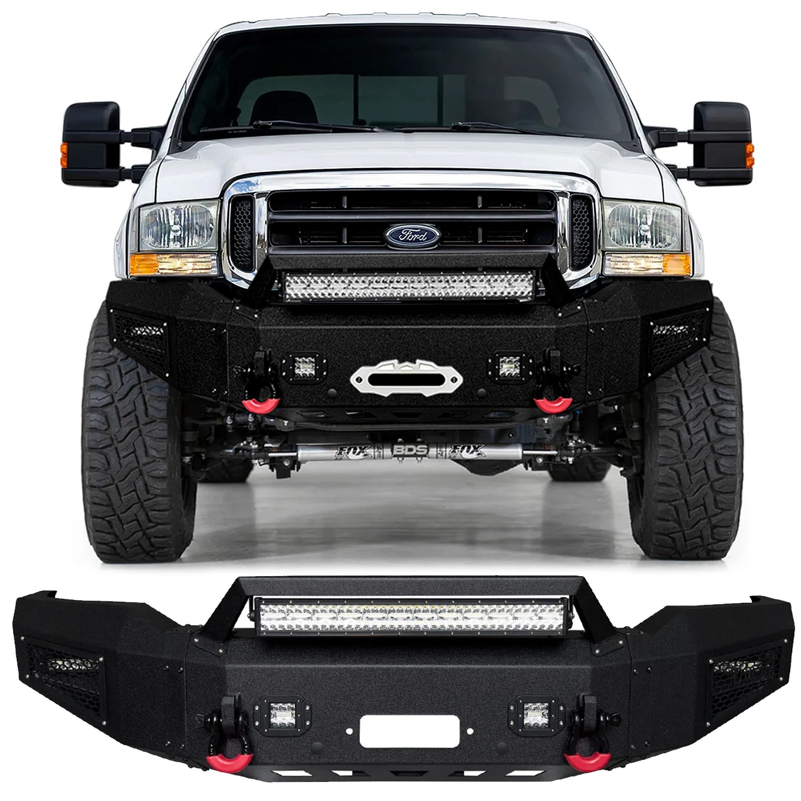 Vijay For 1999-2004 Ford F250 F350 Super Duty Steel Front/Rear Bumper w/Lights