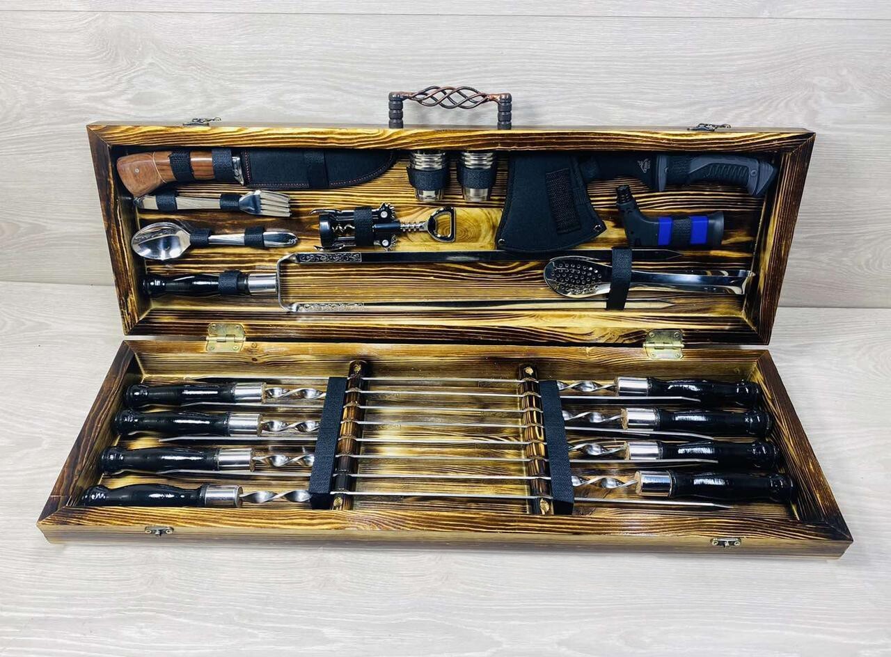 Skewers set grill set barbecue set BBQ shashlik set mangal set (7801)