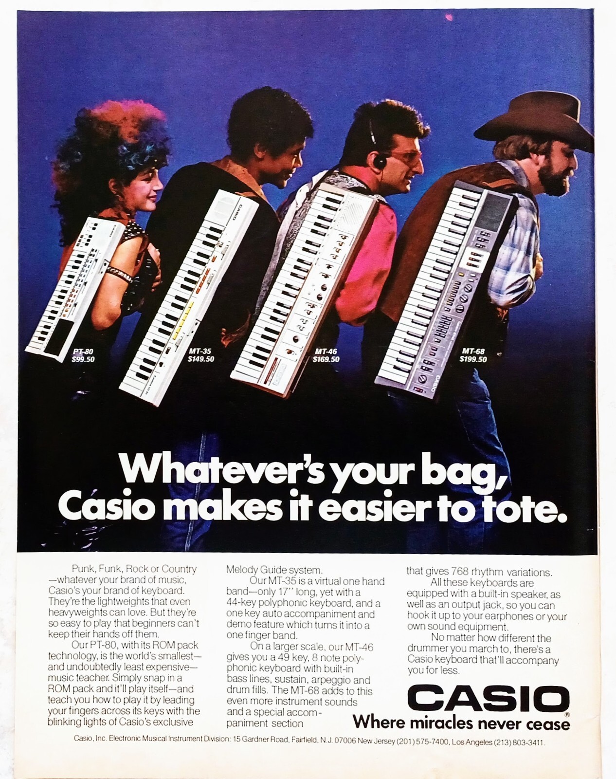 CASIO~ELECTRONIC KEYBOARD~PUNK FUNK ROCK~1984 PROMO PRINT AD ADVERT POSTER PINUP