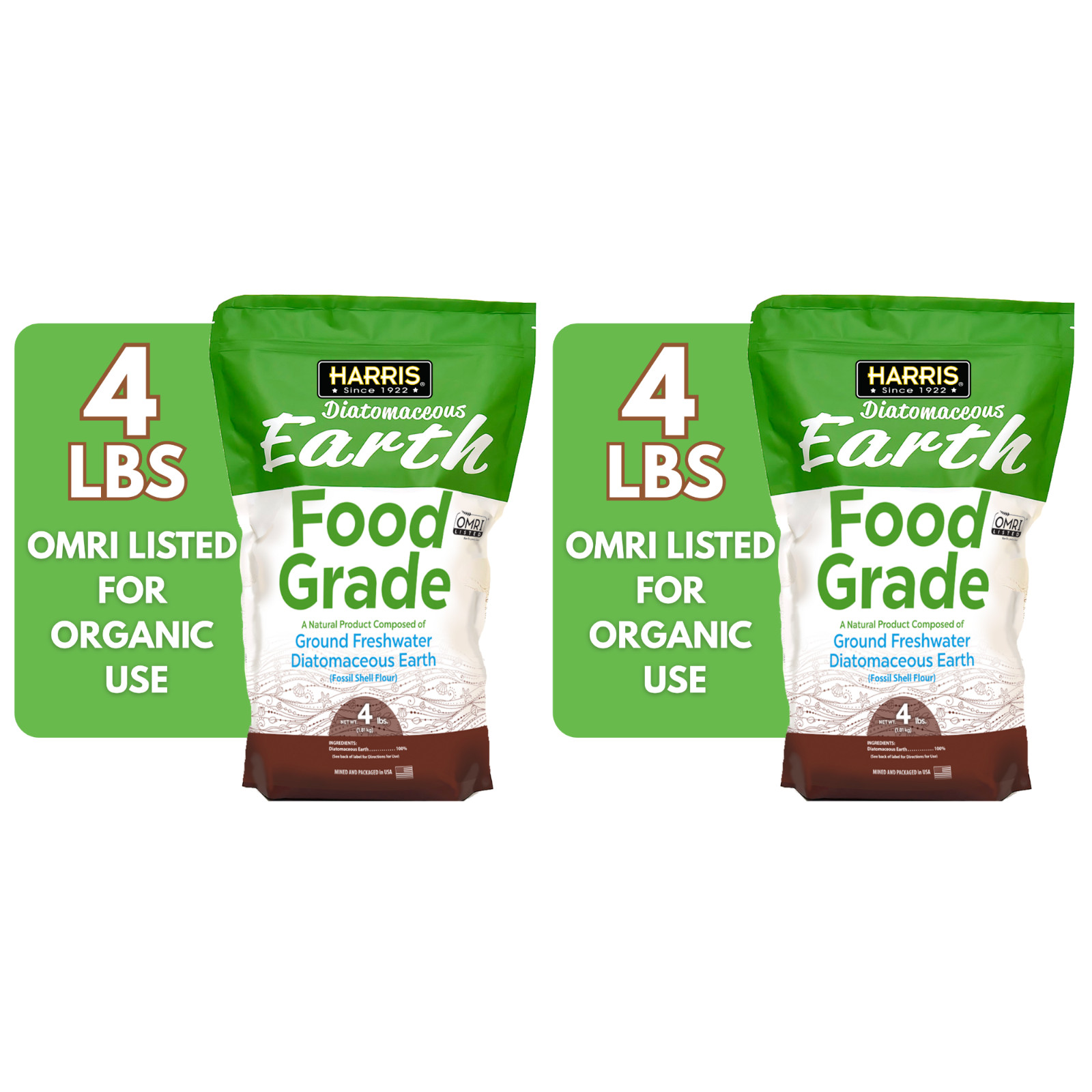 Harris Food Grade Diatomaceous Earth Powder OMRI Listed, 2 x 4 lb Bags Harris Food Grade Diatomaceous Earth Powder OMRI Listed, 2 x 4 lb Bags